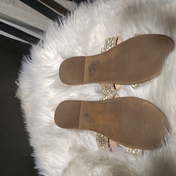 STEVE MADDEN Dariella Snakeskin-Print Slides Gold 9 - Picture 7 of 7